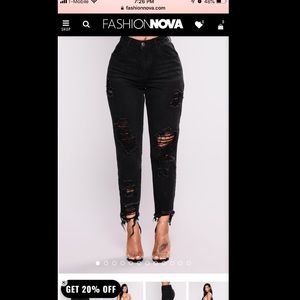 Fashionnova black distressed boyfriend jeans